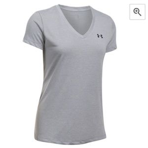 Under Armour Light Gray V-Neck Athletic T-Shirt
